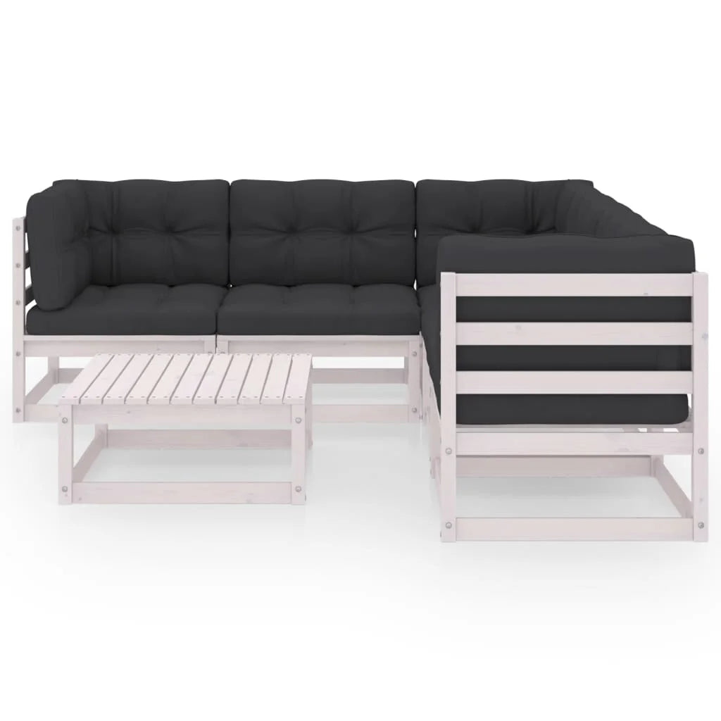 vidaXL Patio Furniture Set 6 Piece Outdoor Sectional Sofa Solid Wood Pine