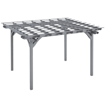 Outsunny 12' x 10' Wooden Pergola Grape Trellis, Outdoor Gazebo for Garden, Patio, Backyard, Deck, Gray