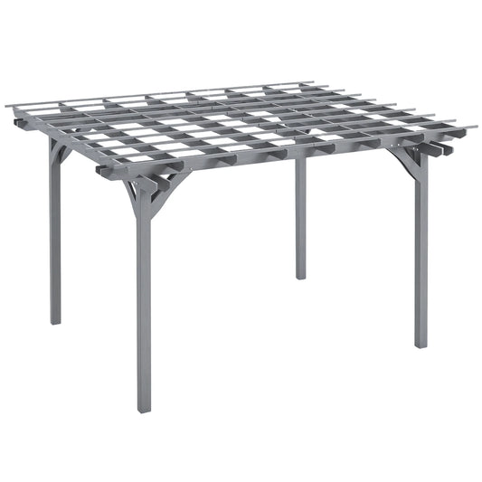 Outsunny 12' x 10' Wooden Pergola Grape Trellis, Outdoor Gazebo for Garden, Patio, Backyard, Deck, Gray