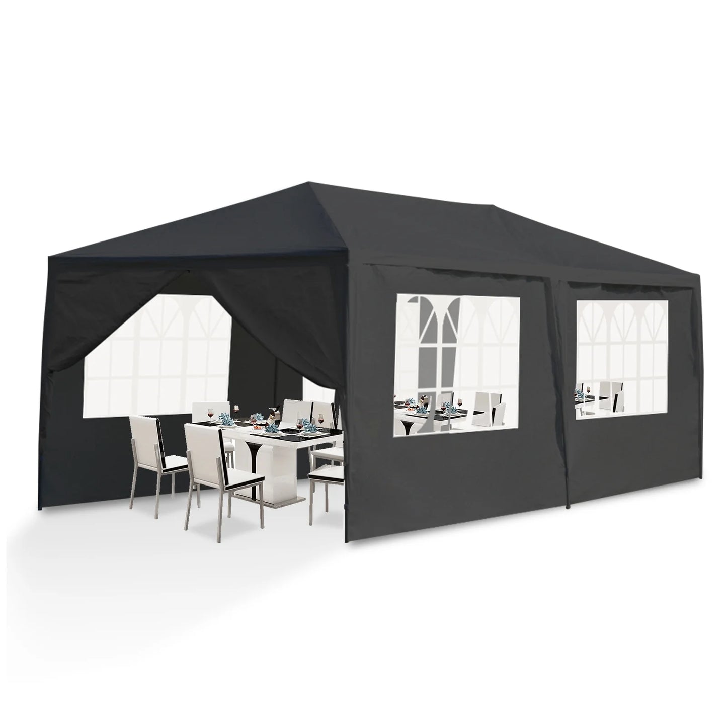 OverPatio 10' x 20' Canopy Tent Party Tent Event Tent w/6 Sidewall - Black