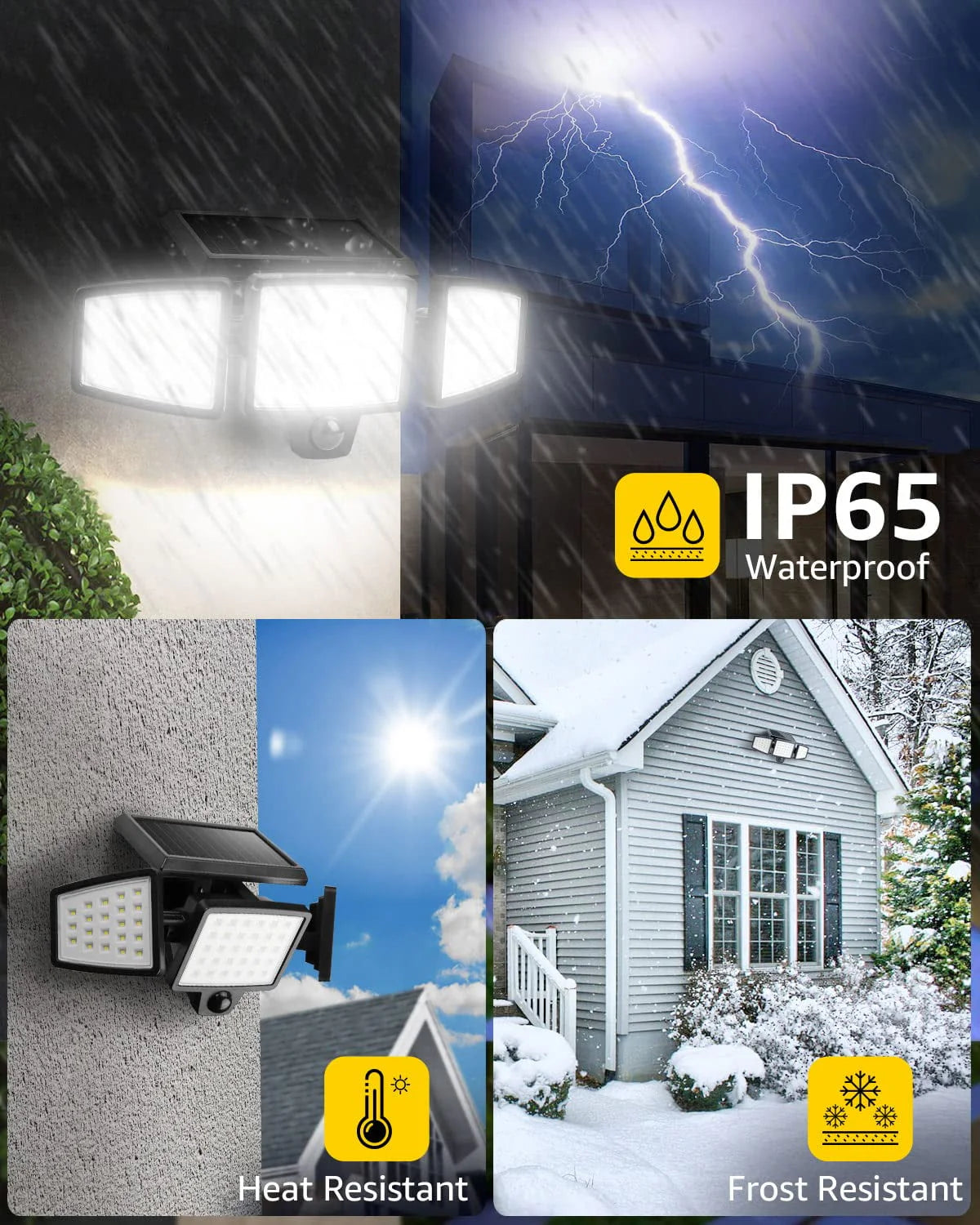 Lepro 2-Packs Solar Flood Lights for Outside, 6500K Outdoor Motion Activated Security Lights , IP65 Waterproof , 3 Adjustable Heads 270° Wide Lighting Angle for Front Door, Backyard, Patio, Garden