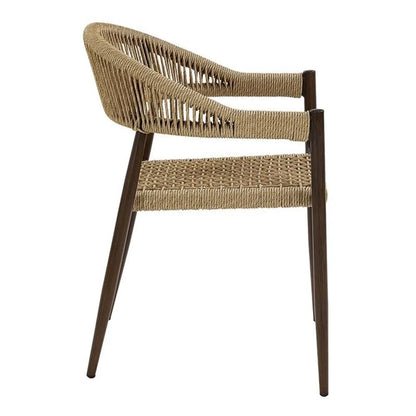 Furniture of America Clark Aluminum Patio Dining Chair in Natural (Set of 2)