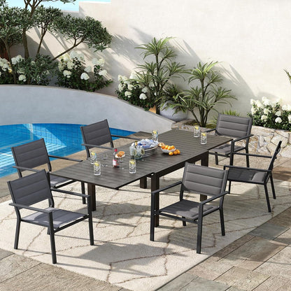 2 Piece Metal Patio Stackable Dining Chairs Set,Ventilated Material Stackable Outdoor Chairs Textilene Fabric Outdoor Aluminum Stacking Dining Chair Patio Dining Chairs
