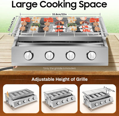 Outdoor Portable Gas Grill,3-Burner Outdoor BBQ Tabletop Cooker,Efficient Heating Gas Grill with Vertical Cooking Stainless Steel LPG Barbecue Perfect for Patio Garden Picnic Backyard Barbecue