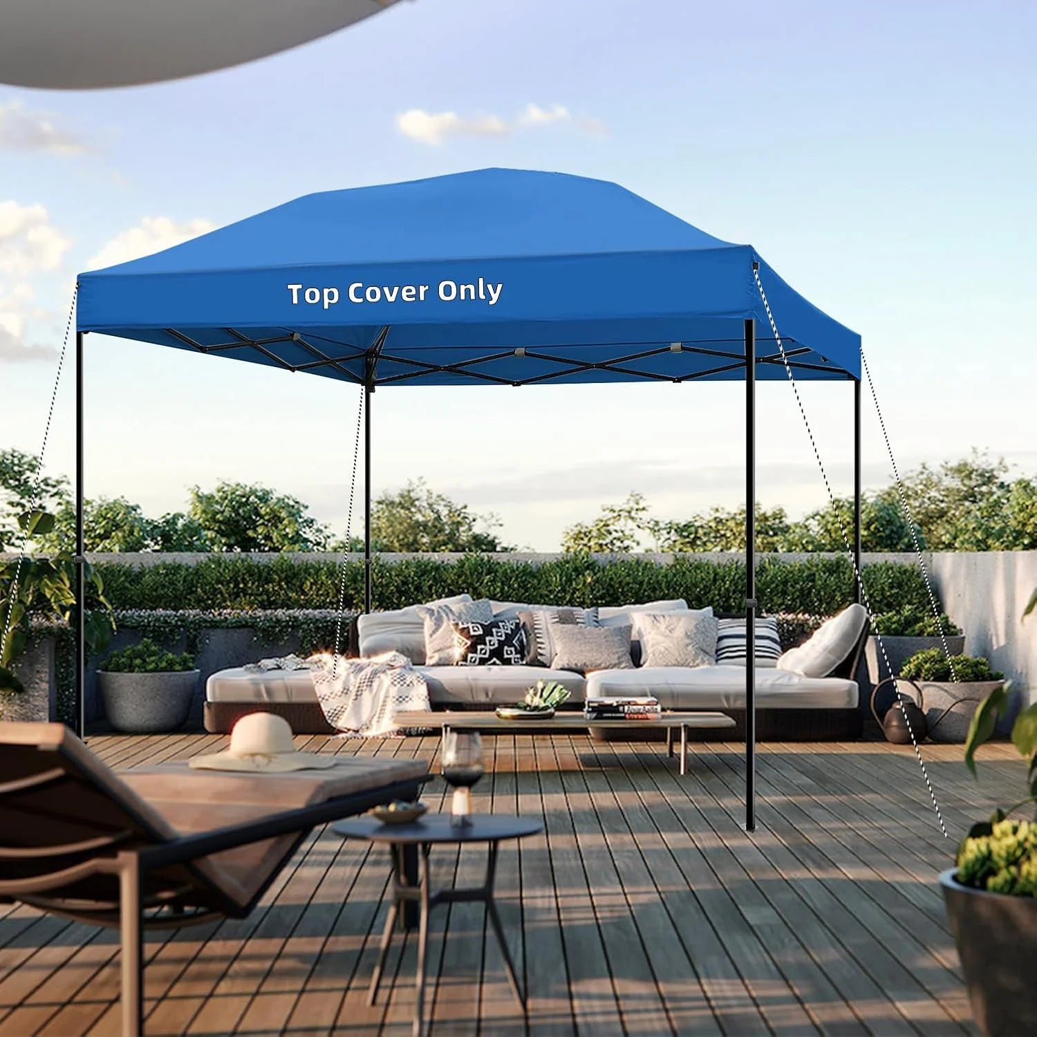 Sliver-Coated Pop Up Canopy Tent Top Cover Roof with Ropes and Velcro 10x10 Canopy Replacement Top,UV Waterproof for Garden Garden Patio Pavilion Sun Shade (Top Only, Blue) | Durable Design