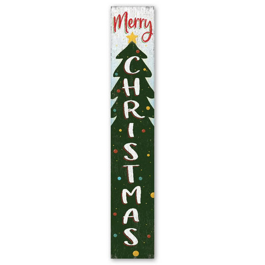 My Word! Merry Christmas Holiday Porch Board Welcome Sign and Porch Leaner for Front Porch, Yard, Deck, Patio, Wall - Indoor Outdoor Farmhouse Rustic Vertical Porch and Yard Decor 8"x46.5"