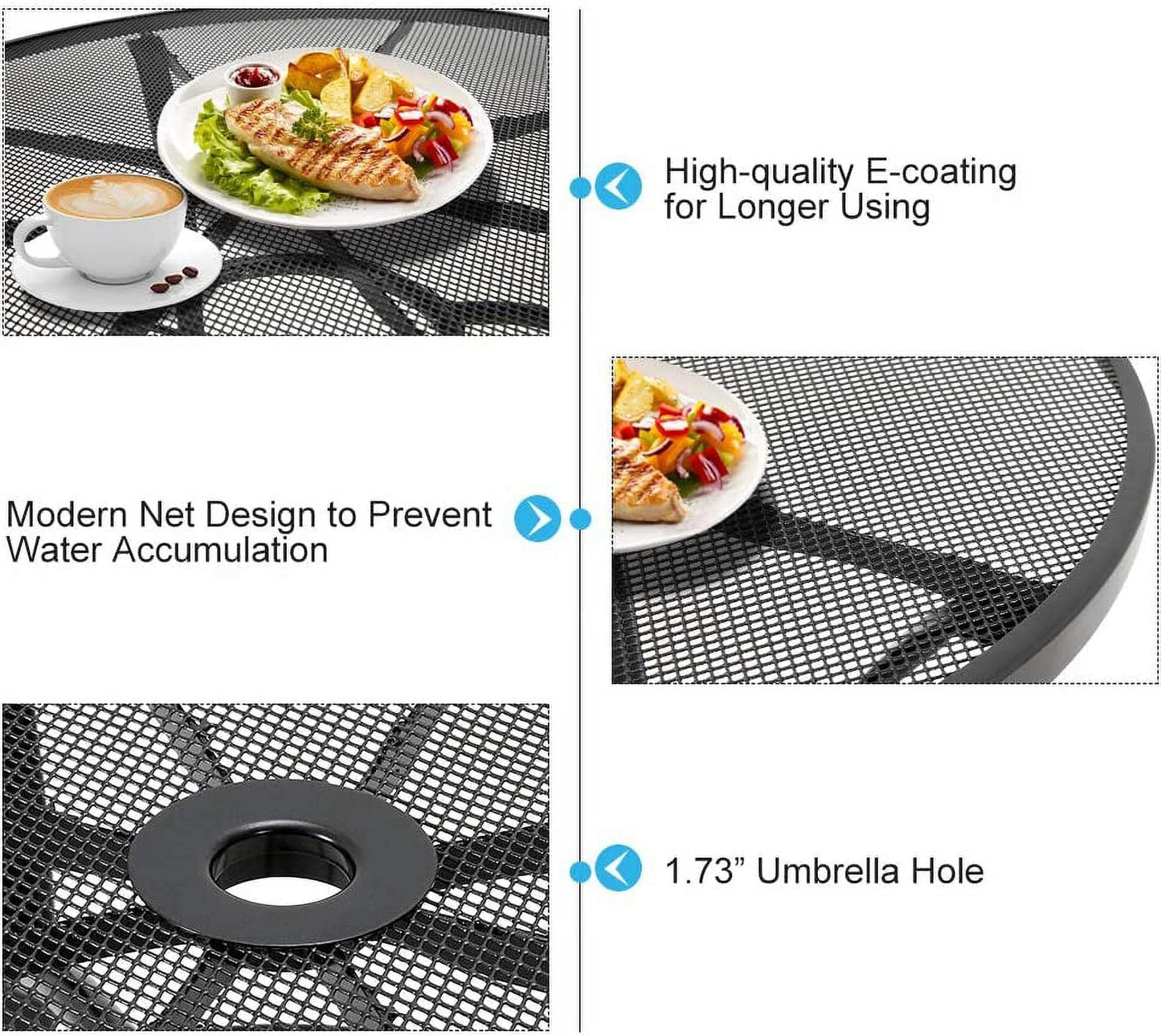 AECOJOY 5-Piece Patio Metal Dining Set with Round Table Dark Gray 4-Persons