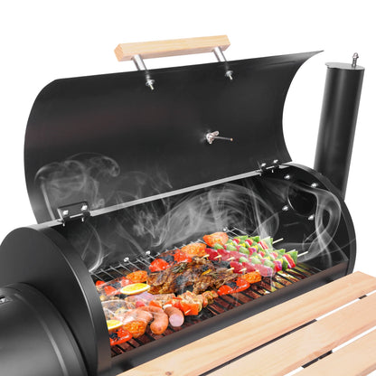 Debonair Outdoor Portable BBQ Charcoal Grill with Offset Smoker for Pit Patio Backyard, Black