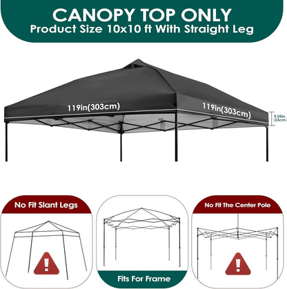 10x10ft Canopy Replacement Top Pop Up Tent Cover Roof with Air Vent, Waterproof for Outdoor Garden Patio Pavilion Sun Shade(Top Only) Black