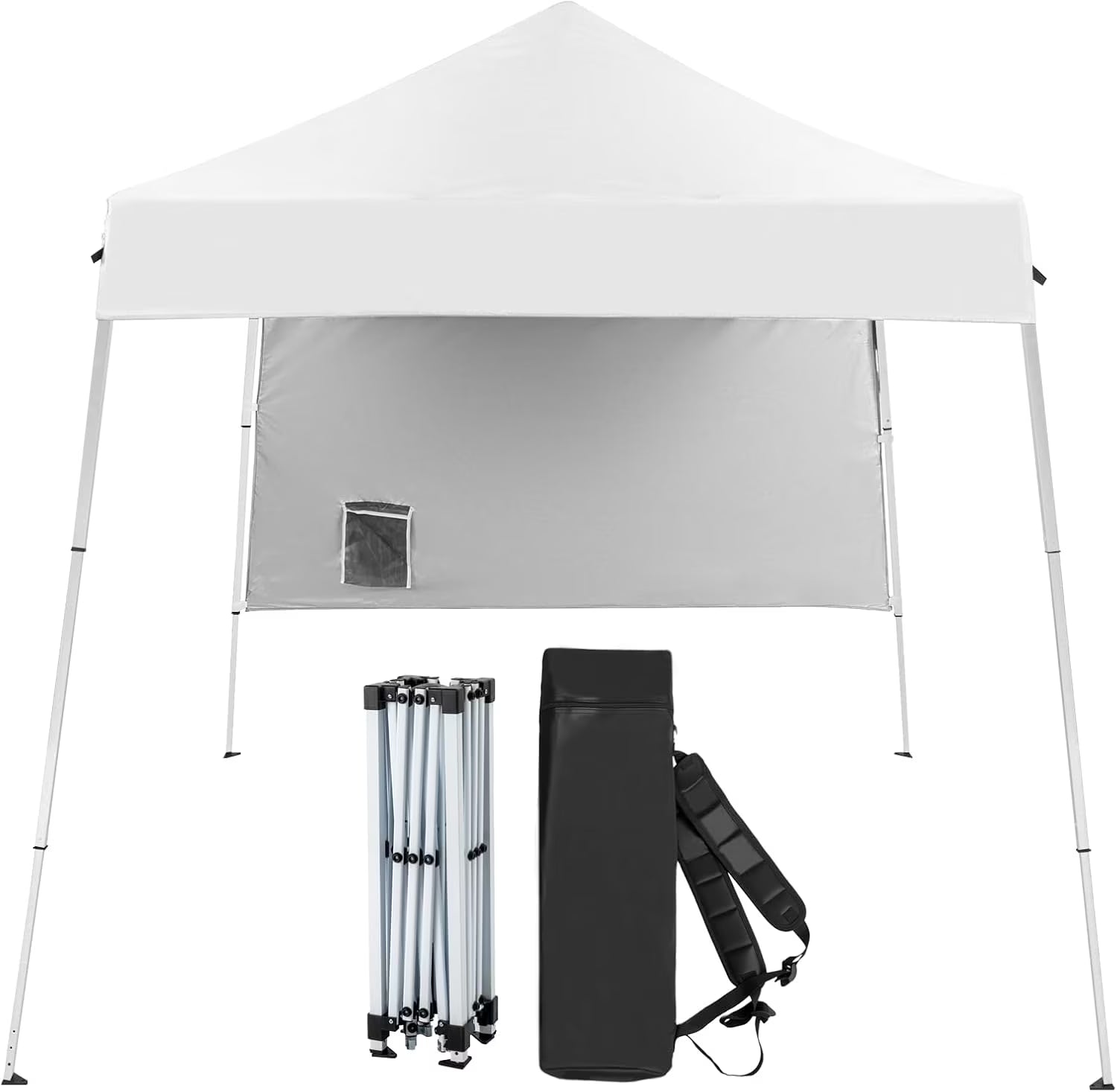 YUONAO 6x6 ft Pop Up Canopy Tent with Sidewall and Backpack, Slant Leg Portable Gazebo for Patio, Backyard, Camping & Outdoor Events, Easy Setup Shelter (Pink)