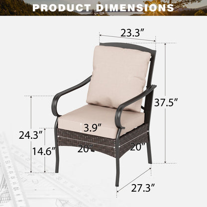 Summit Living Outdoor Patio Swivel Dining Chairs Set of 2 with Cushions, Wicker Outdoor Lounge Chair, Black & Beige