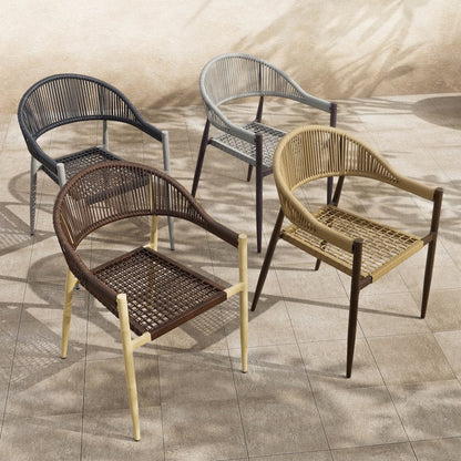 Furniture of America Clark Aluminum Patio Dining Chair in Natural (Set of 2)