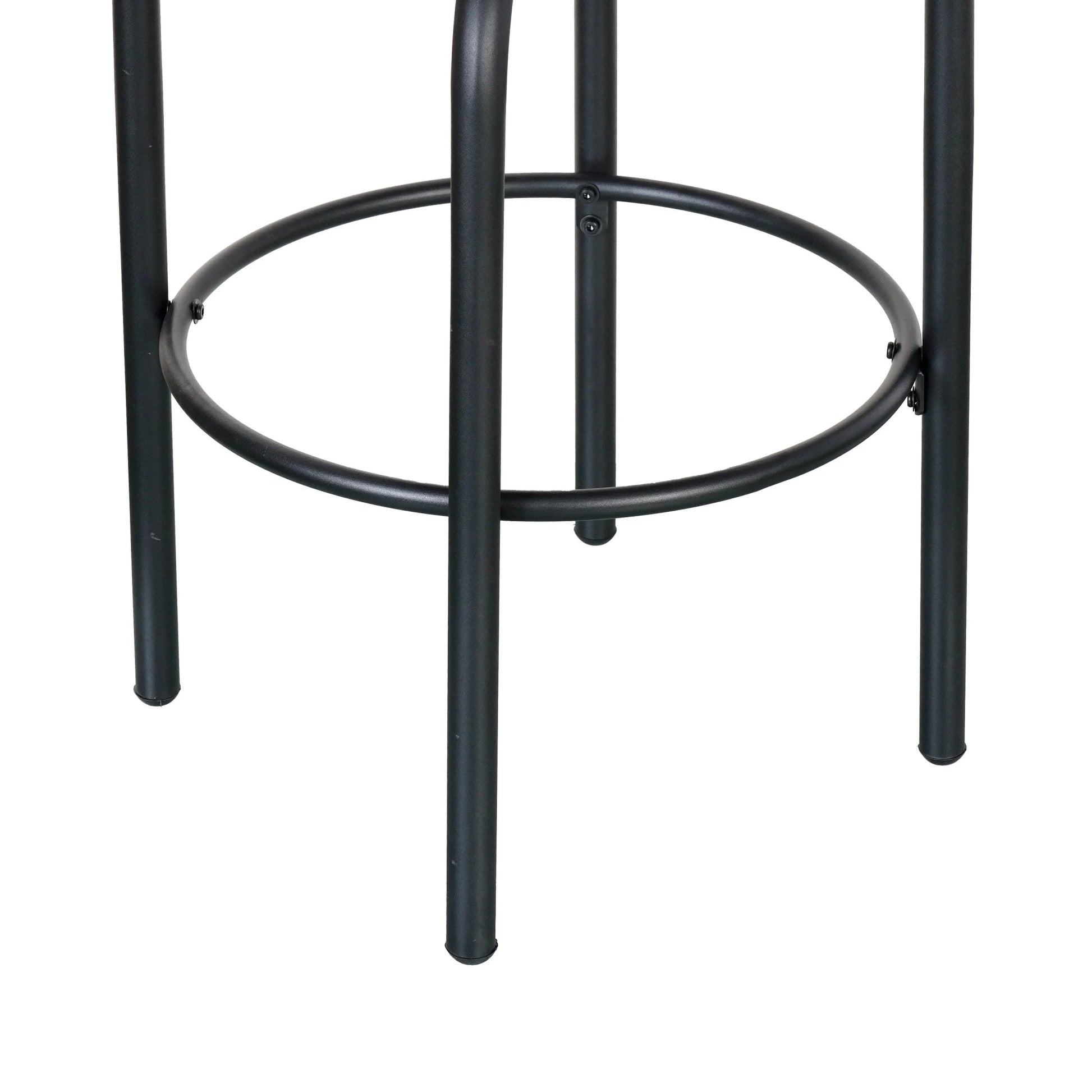 Lyric Modern 29" Outdoor Patio Bar Stools, Bar Chairs with Wood Grain Finish Frame with Hand-Woven PE Rattan Rope, Removable Cushions, Teak+Beige, Set of 2