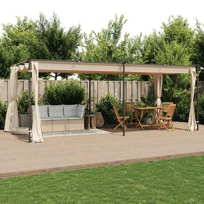 vidaXL Gazebo Canopy Tent Patio Pavilion Sunshade with Curtains Cream Steel