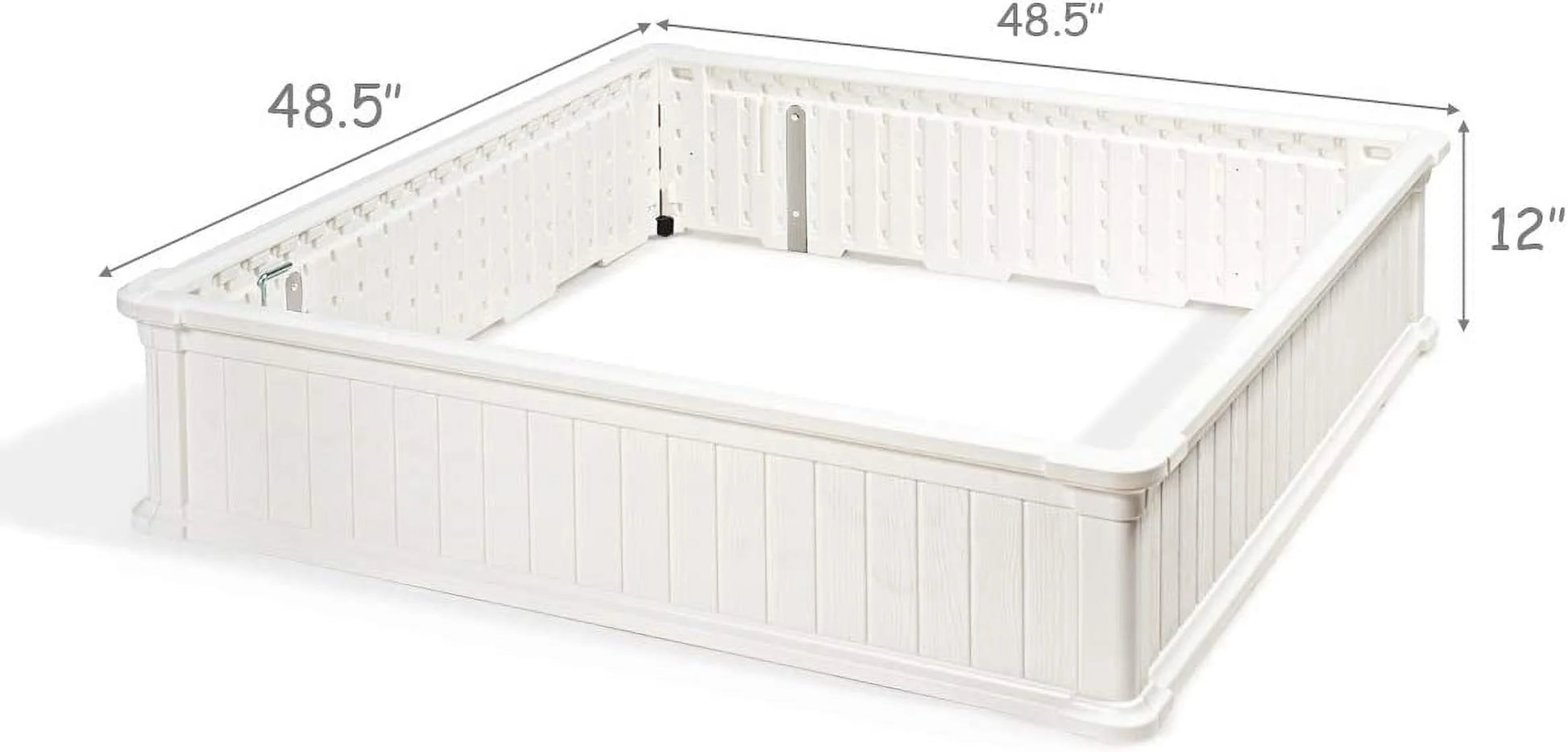 Tumis Raised Garden Bed, Planter for Flower Vegetables, Outdoor Plant Box Patio Backyard, Easy Assembly (48.5''Lx48.5''Wx12''H, White)