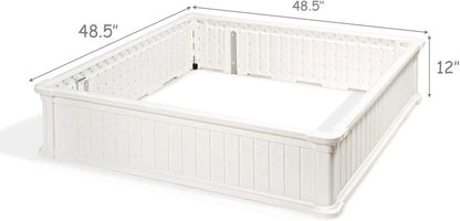 Tumis Raised Garden Bed, Planter for Flower Vegetables, Outdoor Plant Box Patio Backyard, Easy Assembly (48.5''Lx48.5''Wx12''H, White)