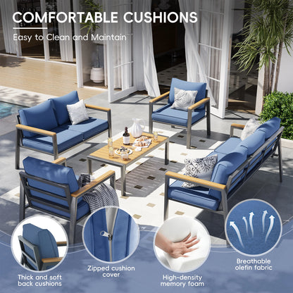 Poteban Aluminum Patio Furniture Sofa,All-Weather Metal Outdoor Sofa,Modern Couch with Waterproof Covers,Gray(Two Armchair)