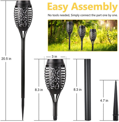 Toodour Christmas Solar Lights Outdoor with Flickering Flame, 12 Pack LED Solar Torch Lights, Waterproof Solar Garden Lights for Path Landscape Patio Christmas Decor