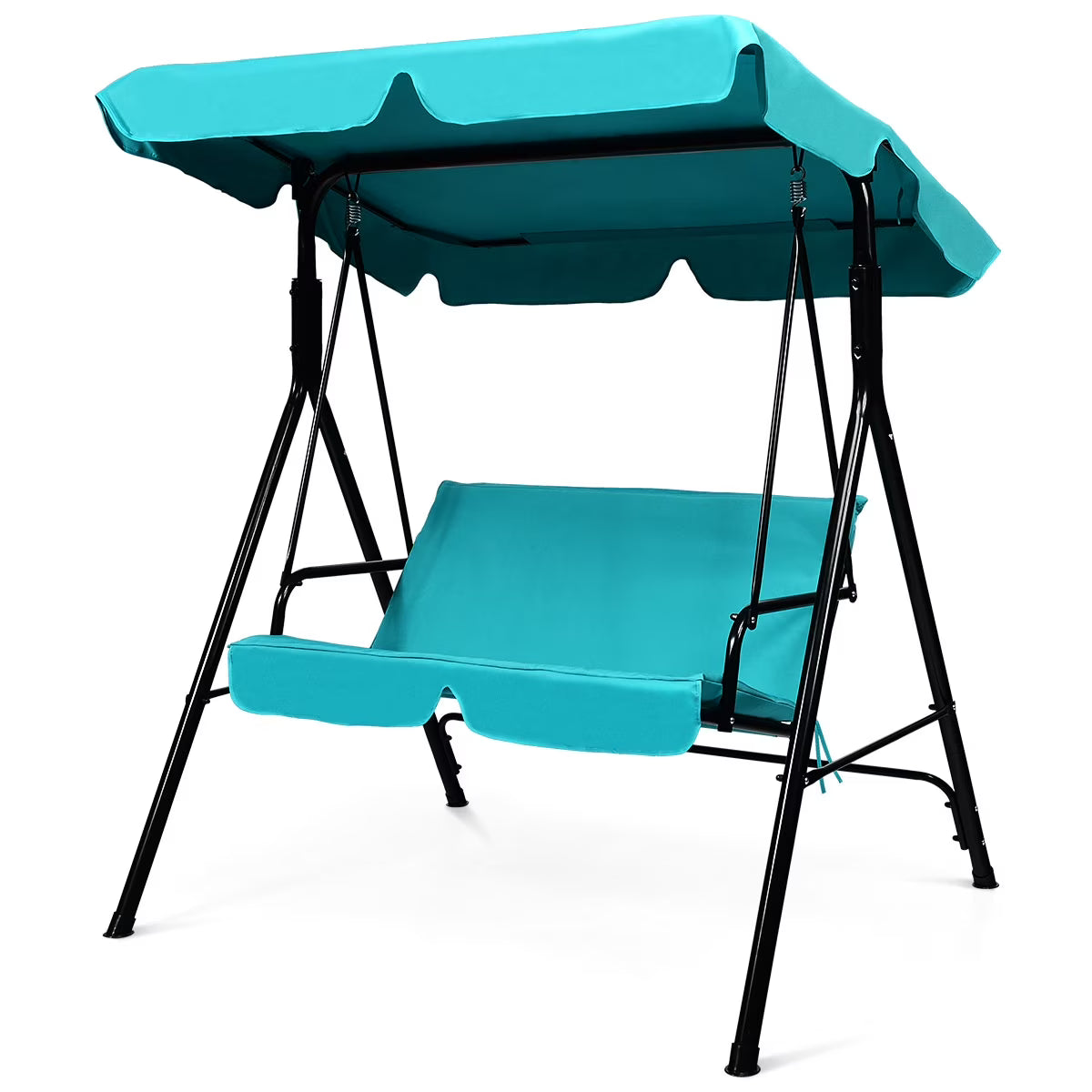Costway Loveseat Patio Canopy Swing Glider Hammock Cushioned Steel Frame Outdoor Green