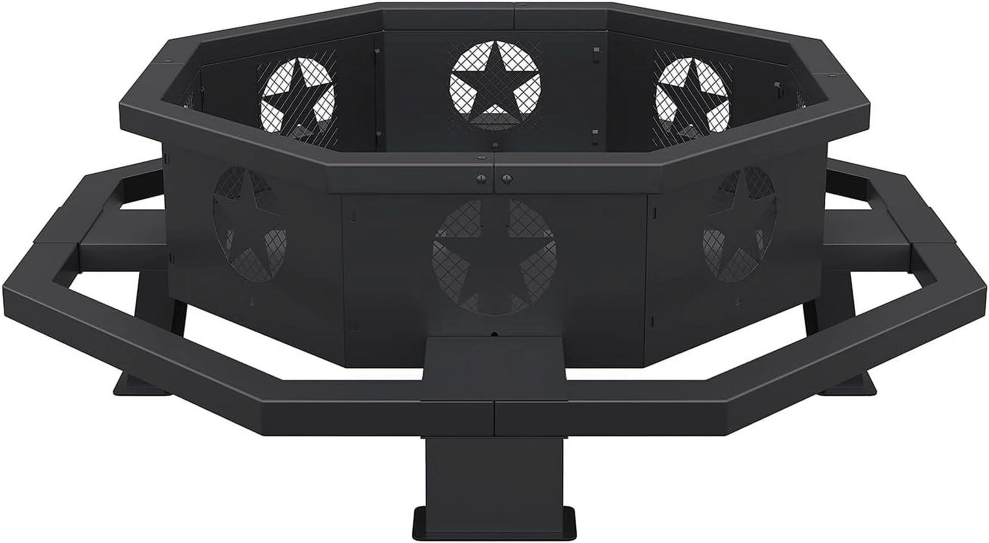45 inch Extra Large Fire Pit, Outdoor Wood Burning Fire Pit for Outside Octagonal Heavy Duty Firepit for Camping, Backyard, Patio, Black