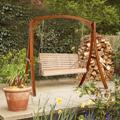 Zimtown Patio Wooden Porch Swing Swing Chair Bench Heavy Duty 880lbs with Hanging Chains for Outdoors,4 FT, Natural