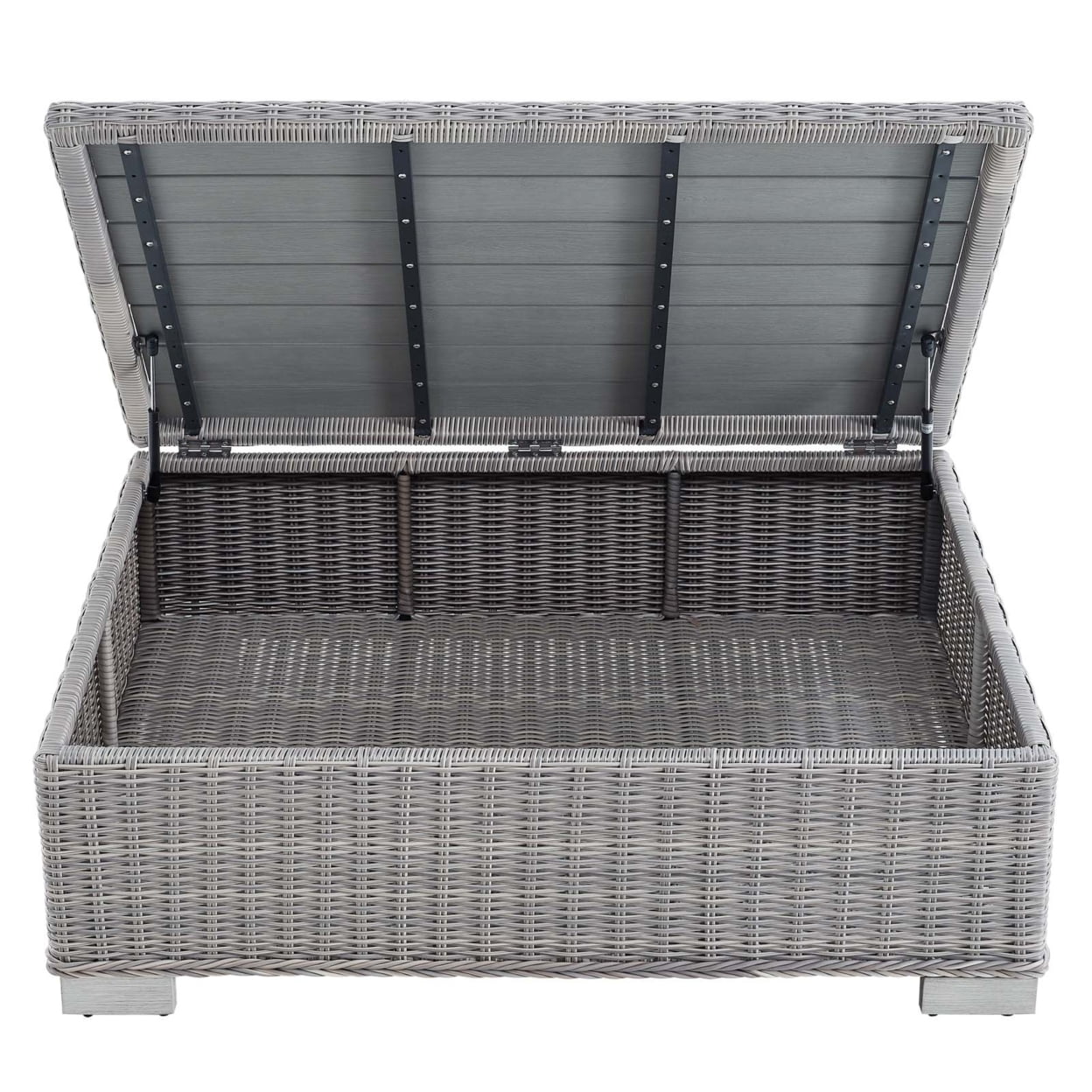 Modway Conway 45" Outdoor Patio Wicker Rattan Coffee Table in Light Gray