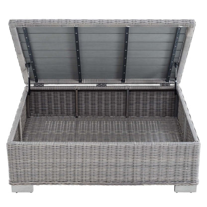 Modway Conway 45" Outdoor Patio Wicker Rattan Coffee Table in Light Gray