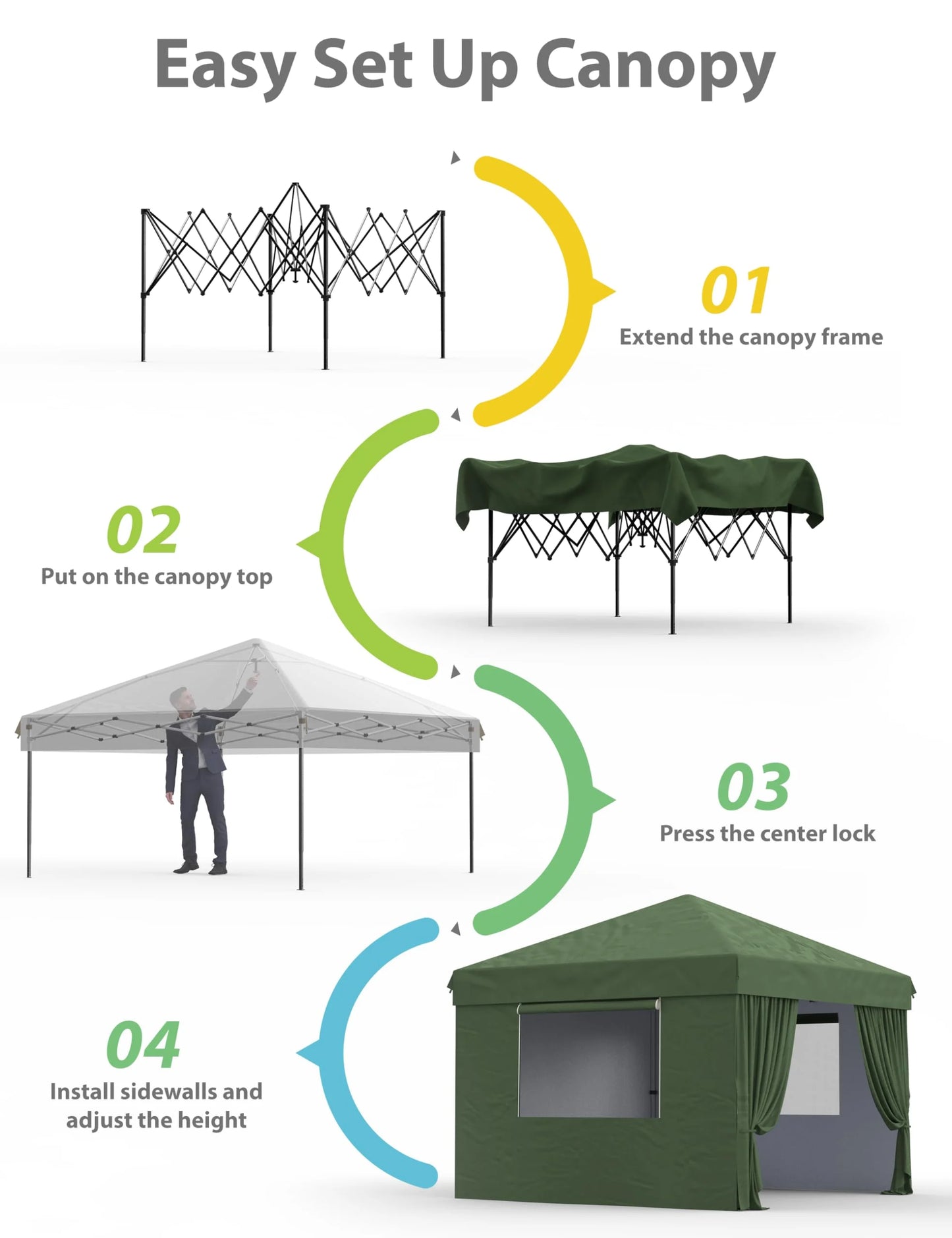 Danolapsi 10x10 Ft Pop Up Canopy Tent Easy One Person Set-up,Easy Outdoor Sun Shade,Instant Portable Shelter with 4 Stakes,4 Ropes,4 Sandbags for Patio, Outdoor Activities