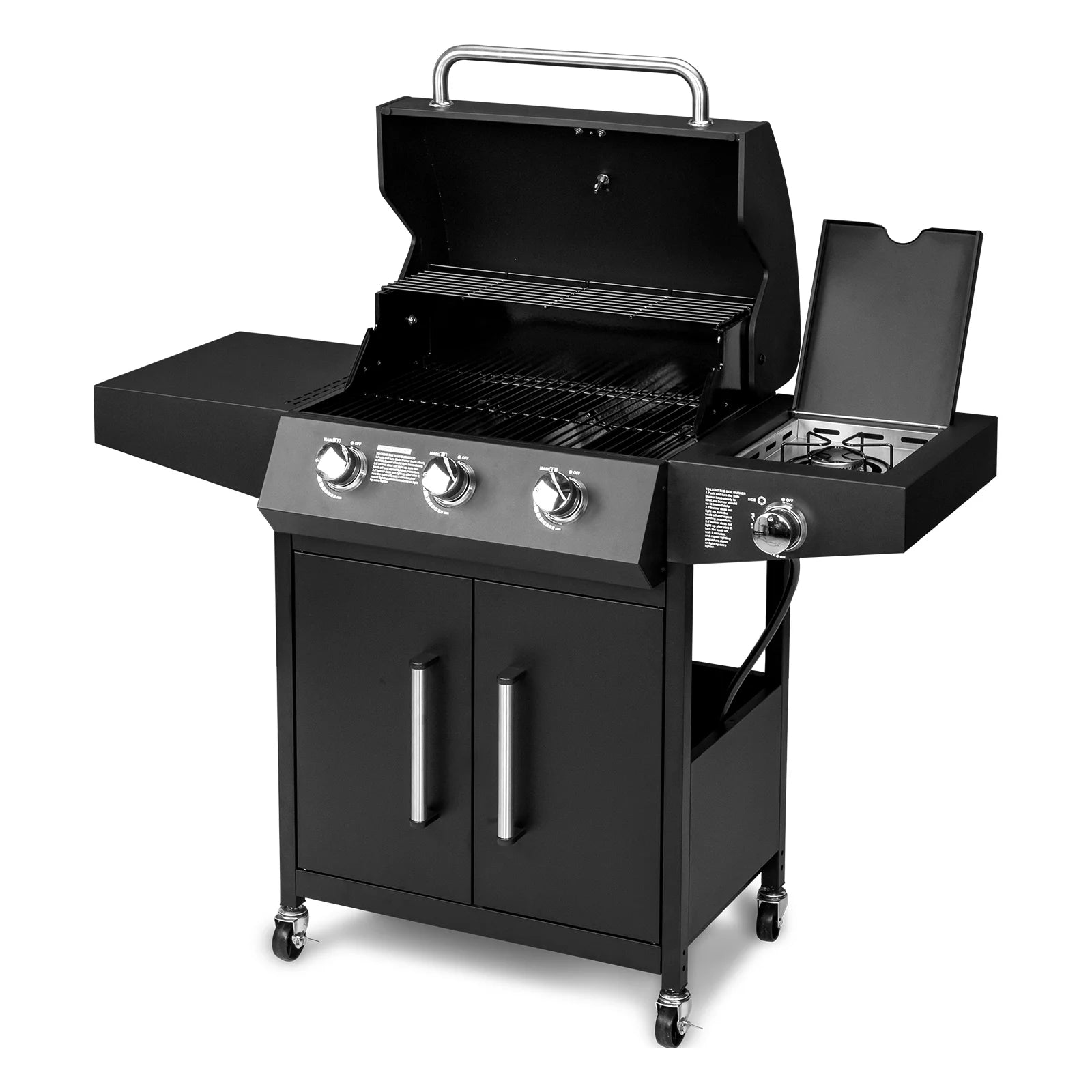 GoDecor Outdoor BBQ Propane Gas Grill for Barbecue Cooking 3 Burners with Side Burner,Patio Picnic Backyard, Outdoor Party,46000BTU