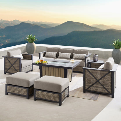 Sirio Chelsey 7-piece Fire Outdoor Patio Seating Set