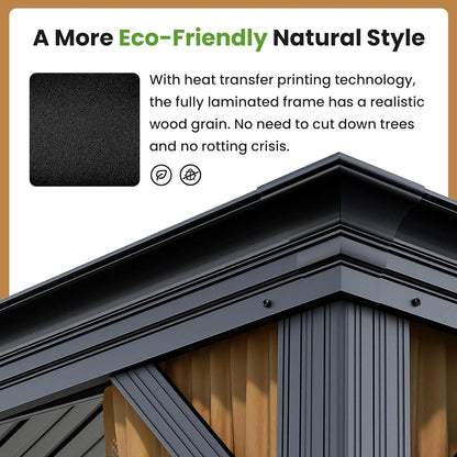 COSIEST 12'x16' Hardtop Gazebo Rustproof Double Roof Metal Roof with Netting and Curtains,Durable Outdoor Pavilion for Patio,Lawn and Garden