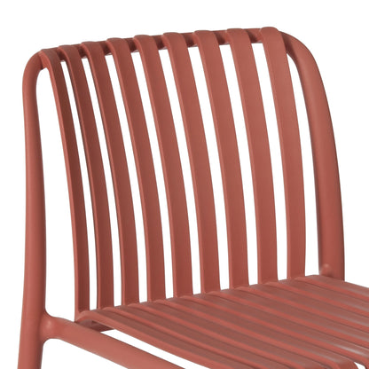 WestinTrends Playa 29.5" Outdoor Modern Polypropylene Plastic Patio Bar Height Stools (Set of 2), Red