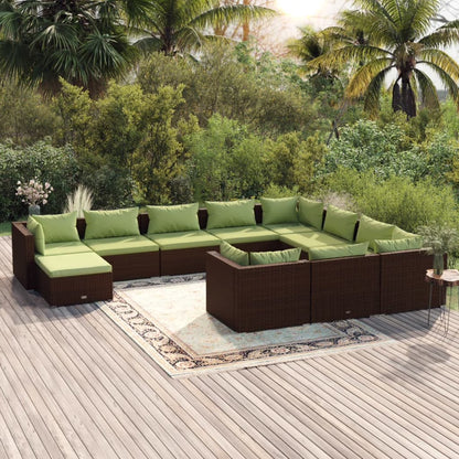 vidaXL 9 Piece Patio Lounge Set with Cushions Poly Rattan Black
