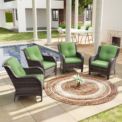 Meetleisure Patio Wicker Outdoor Lounge Chair with Cushion(Set of 2), Navy