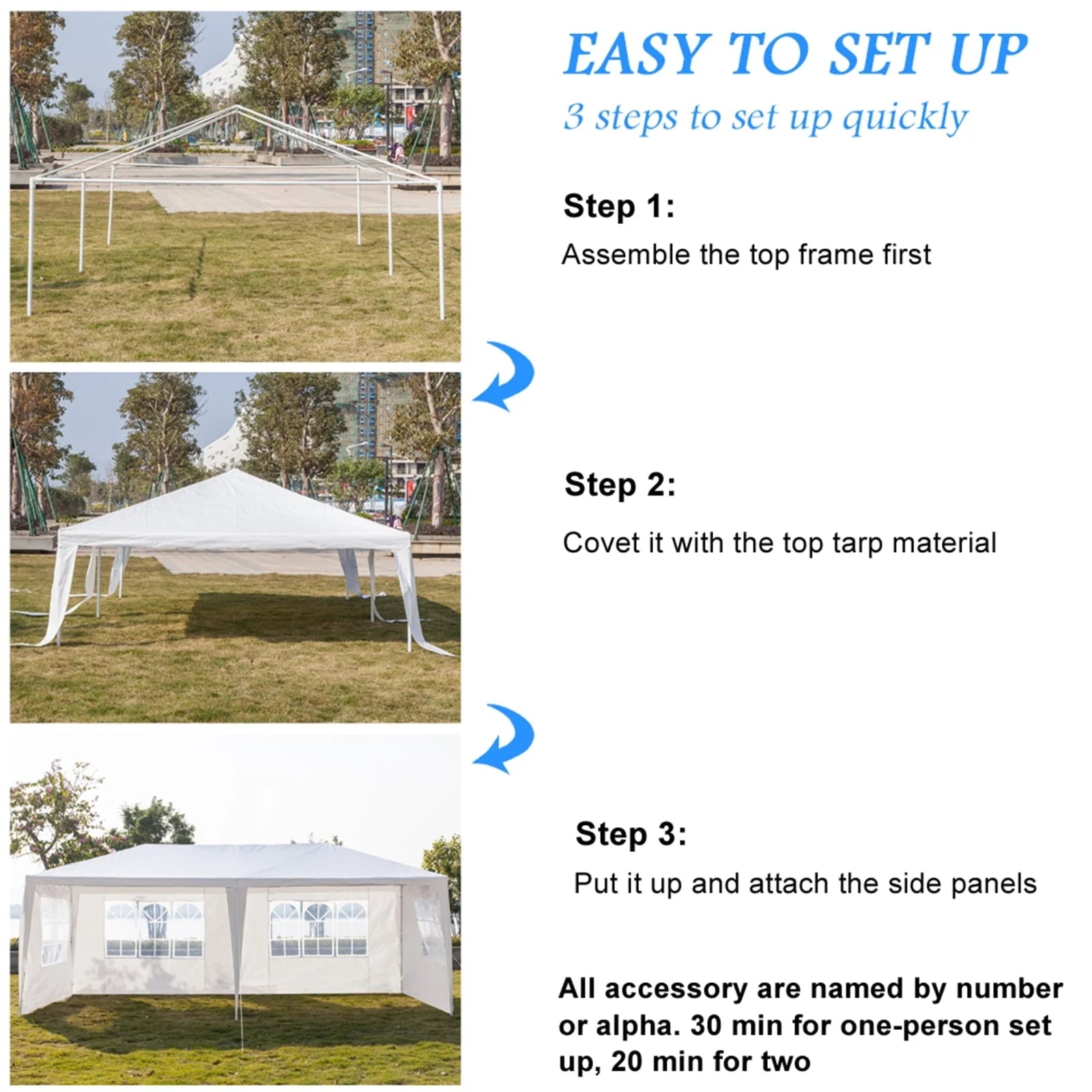 Arttoreal 20'Lx10'Wx8.5'H Outdoor Patio Pop-up Canopy with Sides,Garden Canopy Shelter Tents,White
