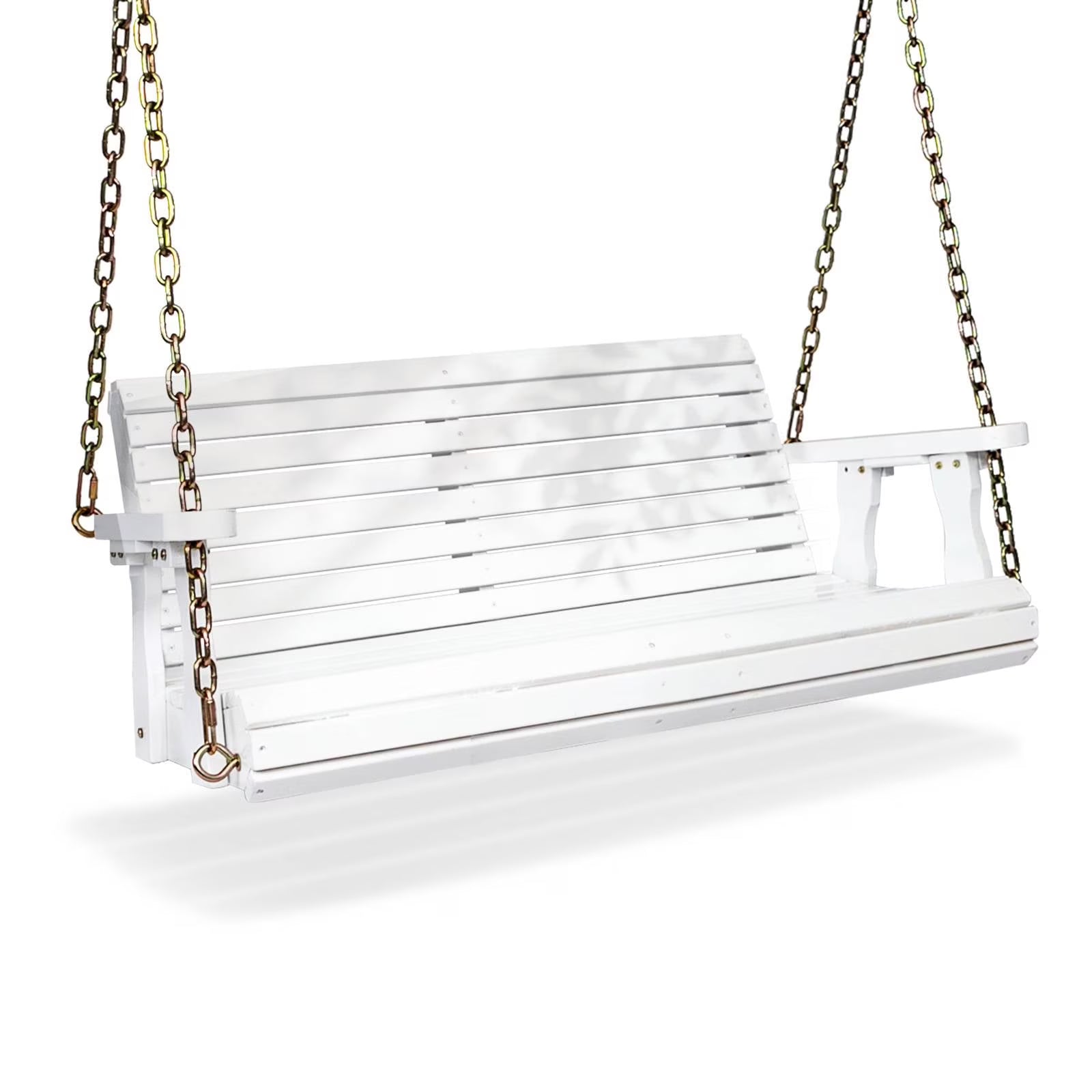 Zimtown Patio Wooden Porch Swing Swing Chair Bench Heavy Duty 880lbs with Hanging Chains for Outdoors,4 FT, White
