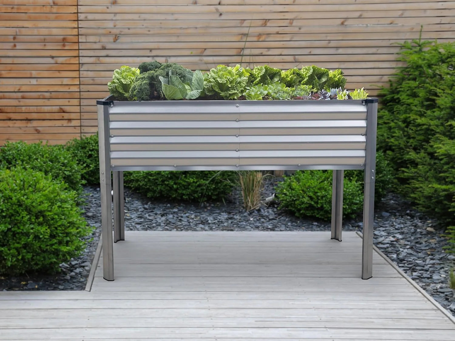 Galvanized Raised Garden Beds Outdoor with Legs//48?24?31in Elevated Planter Box for Vegetables, Flowers (Silver)//Large Metal Garden Bed for Backyard Patio Gardening