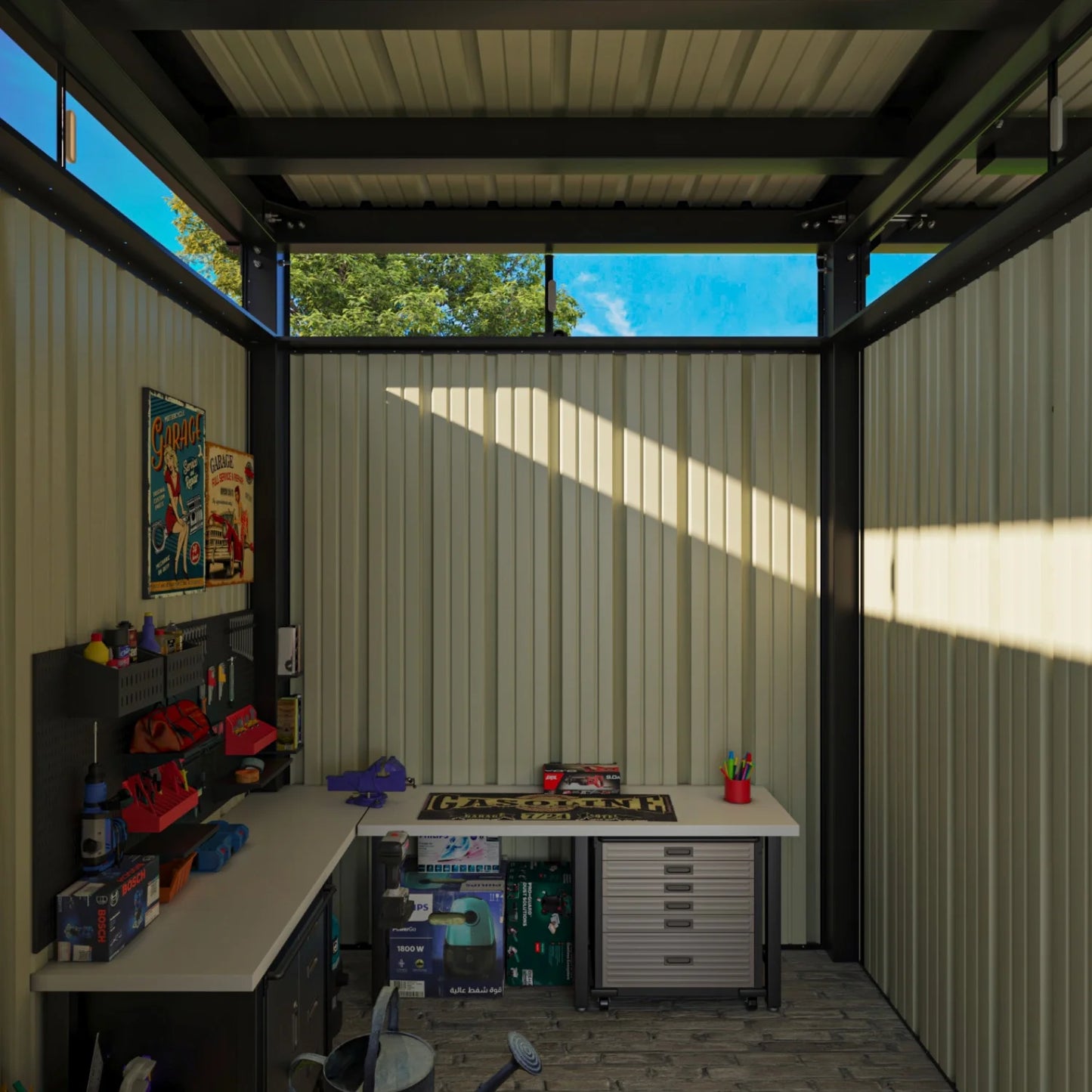 Patiowell 6' x 3' Horizontal Metal Shed, Outdoor Storage Black Trash Shed with Double Lockable Doors, Easy Lift Hinges and Sloping Roof