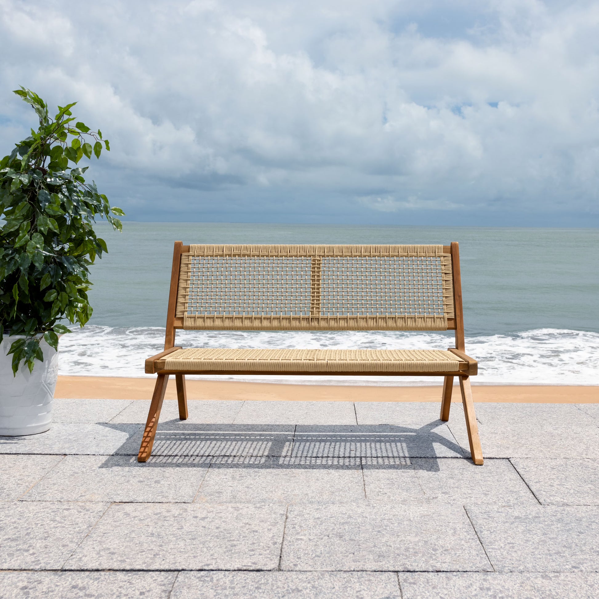 SAFAVIEH Kobina Outdoor Patio, Bench, Black