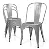 MoNiBloom Industrial Metal Dining Chair Set of 4, Stackable Bar Stools, for Home Patio Cafe Bar, White