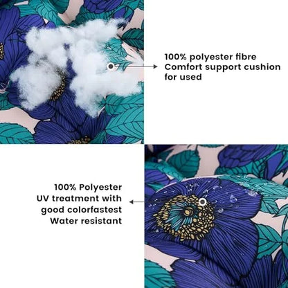 Seat/Back Outdoor Chair Cushion,Set of 4 Patio Chair Cushion with Tie,Tufted Replacement for Patio Furniture,40x20x4 Inches,4 Count,Floral