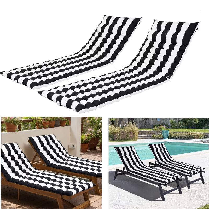 2pcs Outdoor Chaise Lounge Cushions, Waterproof Patio Foldable Chair Cushion for Garden Pool, 73 x 24in Sun Lounger Cushions for Outdoor FurnitureNavy blue