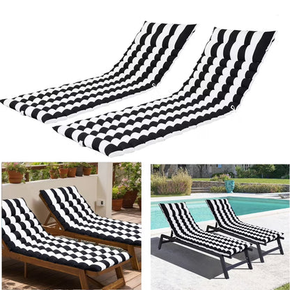 2pcs Outdoor Chaise Lounge Cushions, Waterproof Patio Foldable Chair Cushion for Garden Pool, 73 x 24in Sun Lounger Cushions for Outdoor FurnitureNavy blue