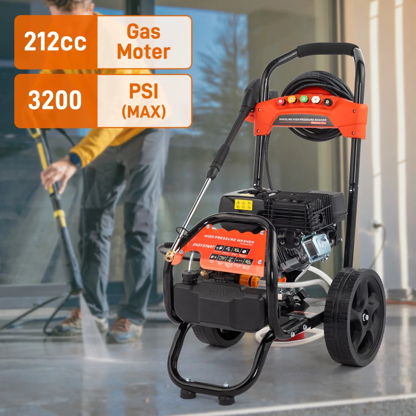 Ktaxon 198CC Gas Pressure Washer, 2700 PSI and 2.3 GPM, for Cars/Fences/Driveways/Homes/Patios