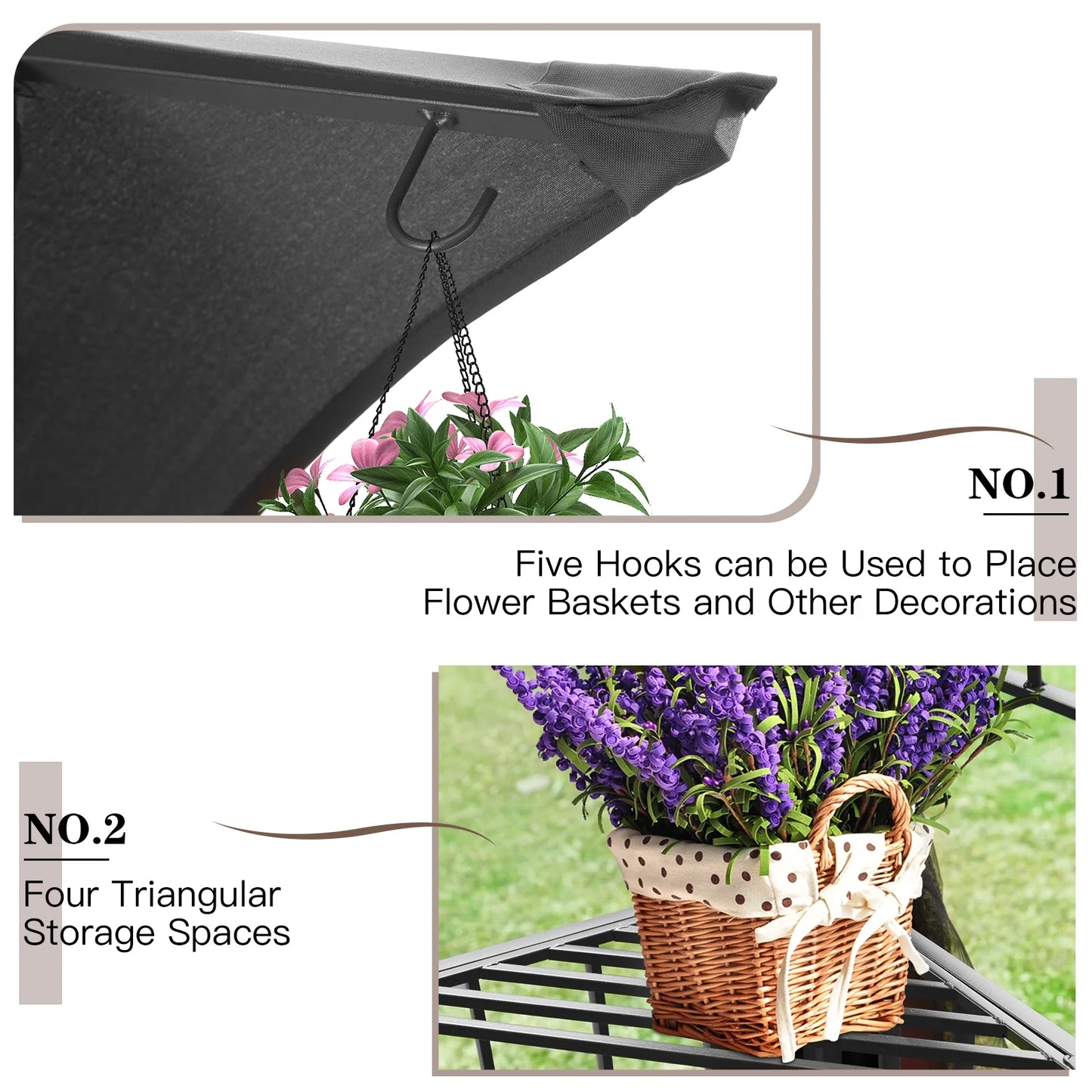 AVAWING 10x10 ft Outdoor Gazebo, Patio Double Soft-Top Canopy, Gray