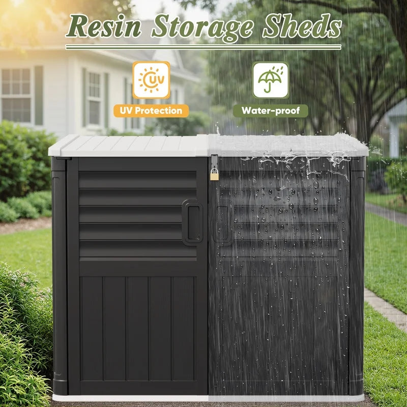 Devoko Outdoor Storage Shed Resin, 35 Cu.Ft Large Capacity Waterproof Plastic Storage Cabinet with Lockable for Garden and Patio