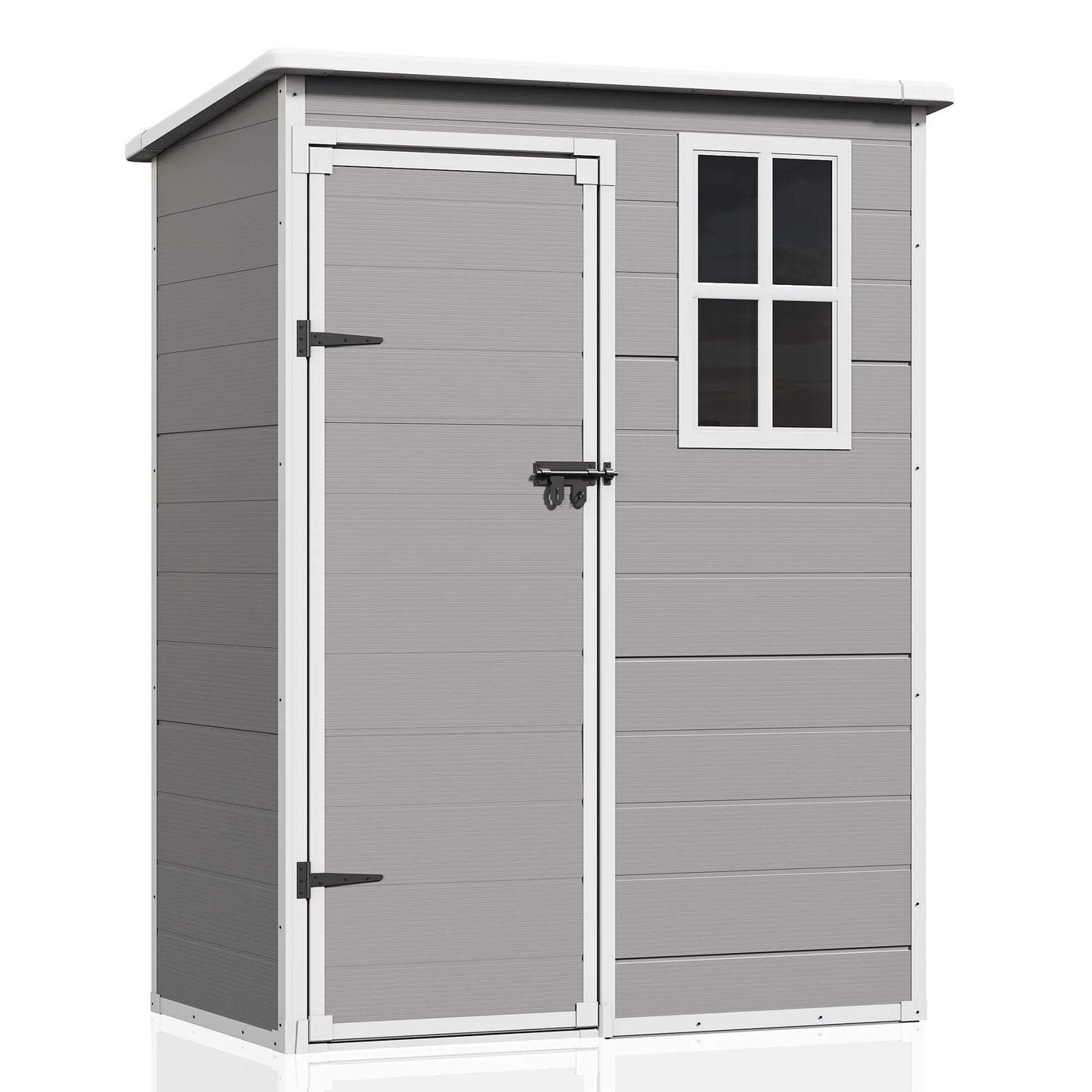 UDPATIO Outdoor Storage Shed 5x3 FT, Resin Garden Shed for Backyard, Patio, Lawn, Grey & White