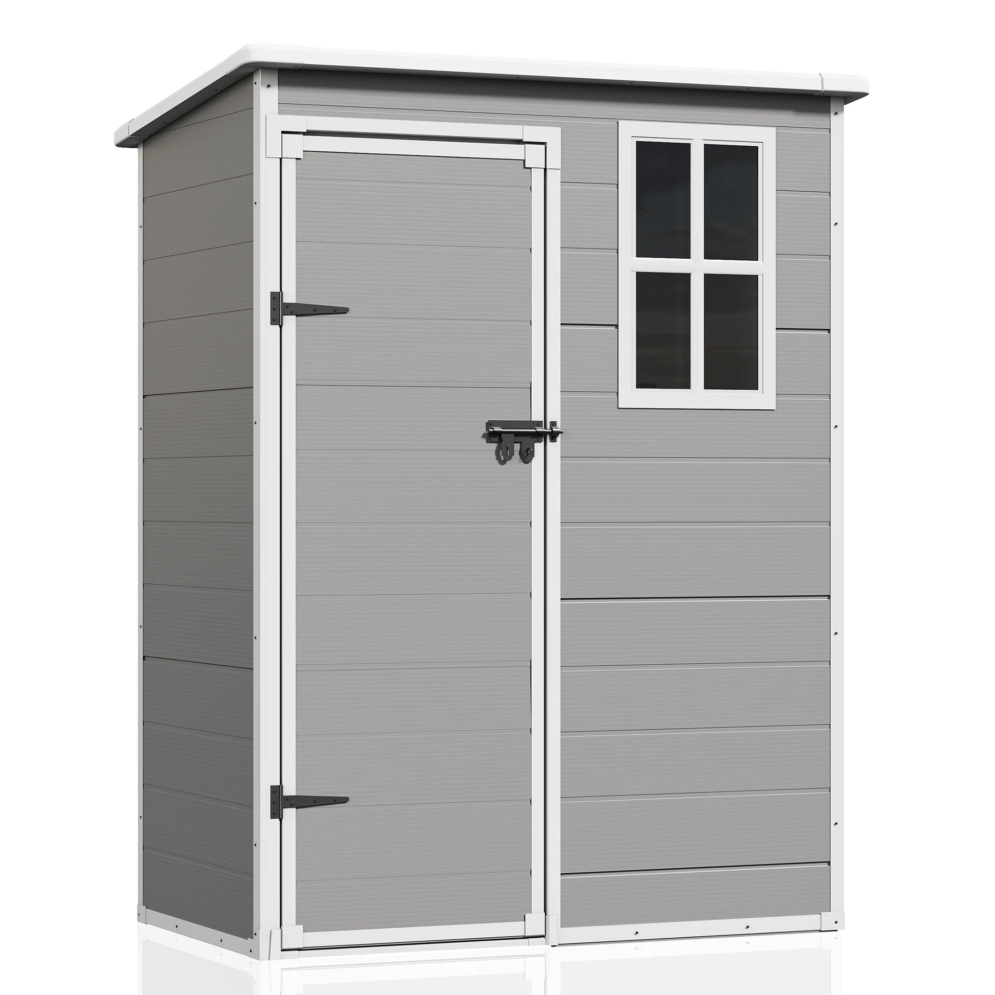 UDPATIO Outdoor Storage Shed 5x3 FT, Resin Garden Shed for Backyard, Patio, Lawn, Grey & White