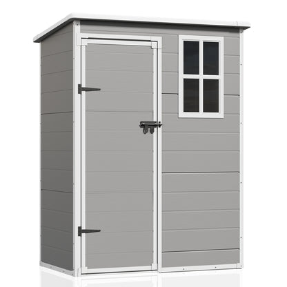 UDPATIO Outdoor Storage Shed 5x3 FT, Resin Garden Shed for Backyard, Patio, Lawn, Grey & White