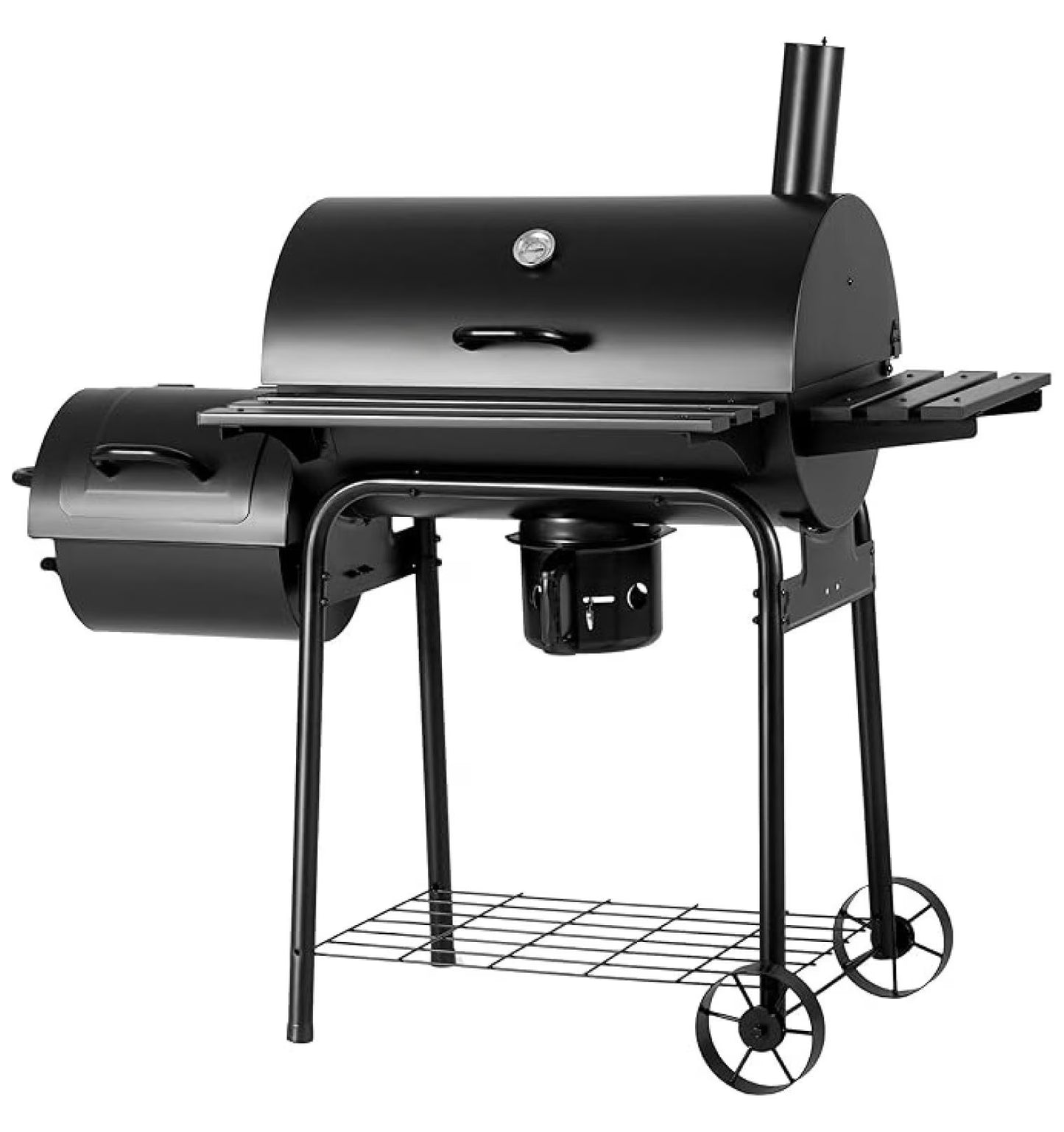 Charcoal Grill 3-in-1, Offset Smoker BBQ Grill for Outdoor Use, Heavy Duty Steel Grill with Side Table, Warming Rack, Fire Drawer - Garden, Patio, Backyard